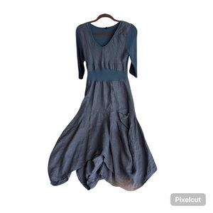 Elegant light blue linen dress sundress from Italy